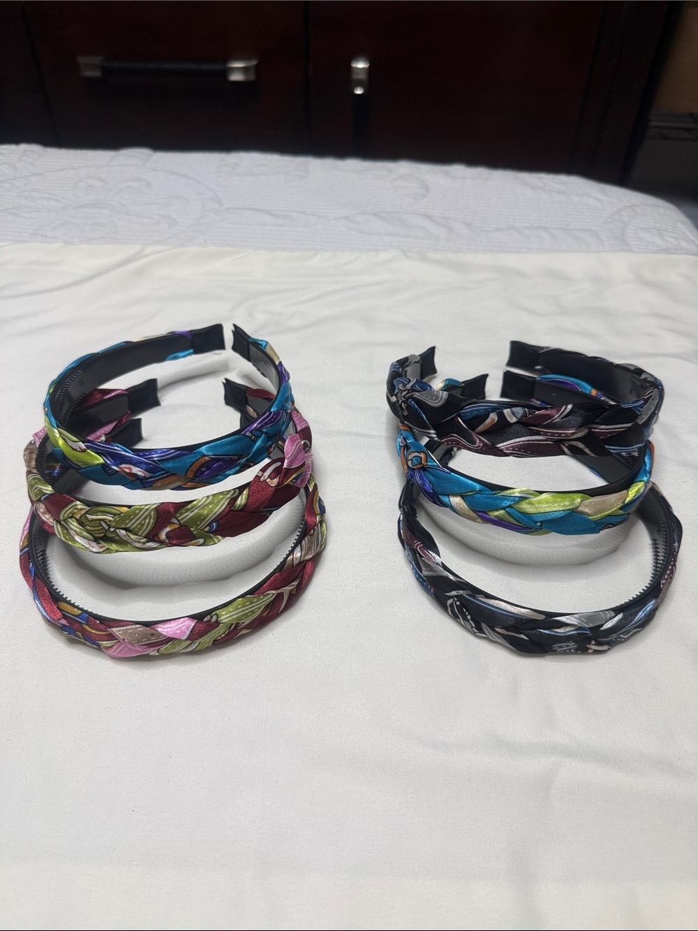 12 Sets of Kids Braided Satin Headbands - Multi Color Pack